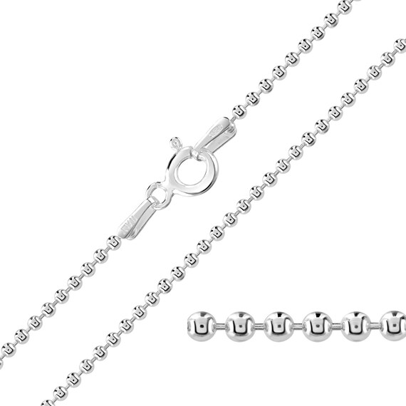 Solid 925 Sterling Silver 1mm Bead Ball Chain Necklace Various Lengths