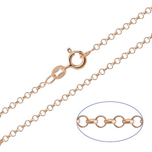 9ct Rose Gold Plated on 925 Sterling Silver Belcher Rolo 2mm Chain Necklace 14 - 24 inches