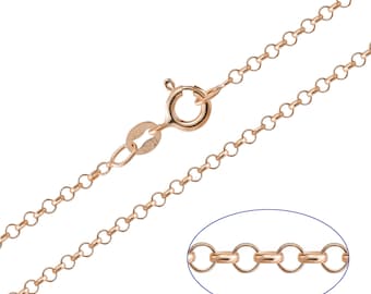 9ct Rose Gold Plated on 925 Sterling Silver Belcher Rolo 2mm Chain Necklace 14 - 24 inches