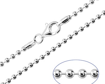 925 Sterling Silver Ball Bead 2mm Chain Necklace 18 20 22 24 26 28 30 inches