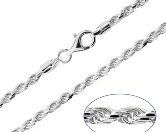 925 Sterling Silver Rope 2.3mm Chain Necklace 18 20 22 24 26 28 30 inches