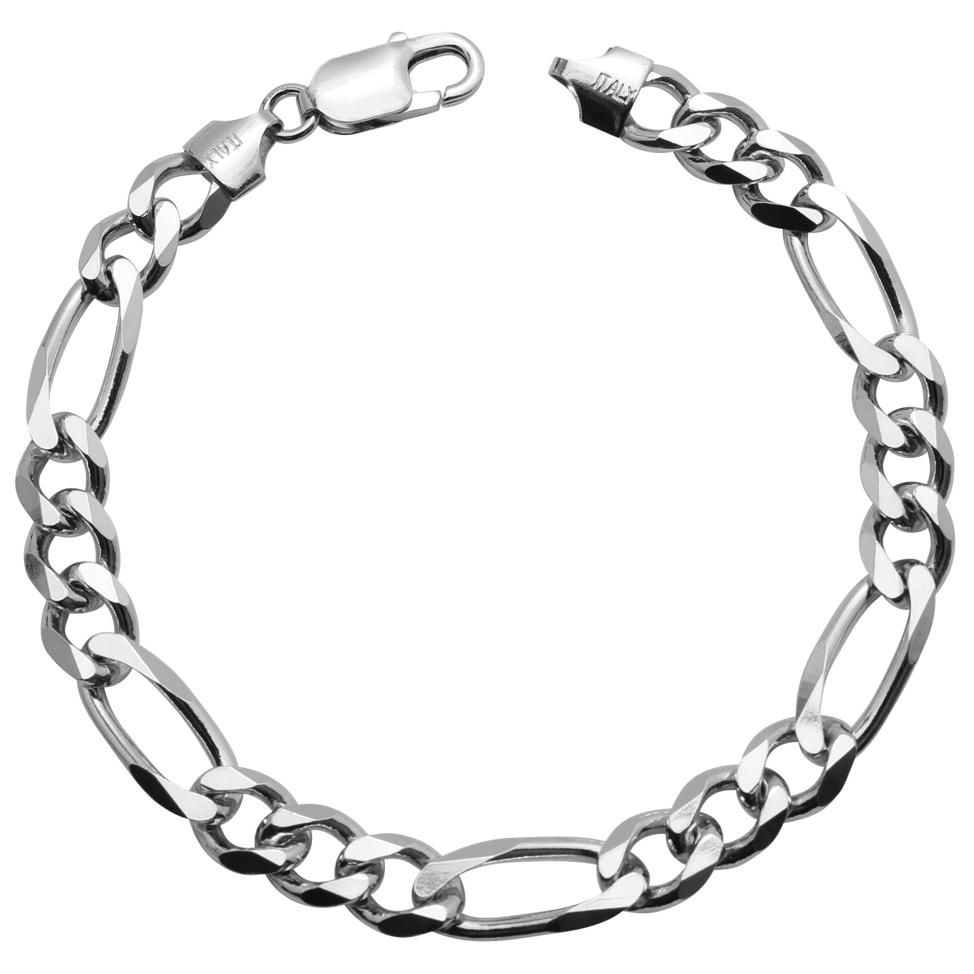 Sterling Silver Figaro Bracelet 7.6mm 8 8.5 9 Inches - Etsy