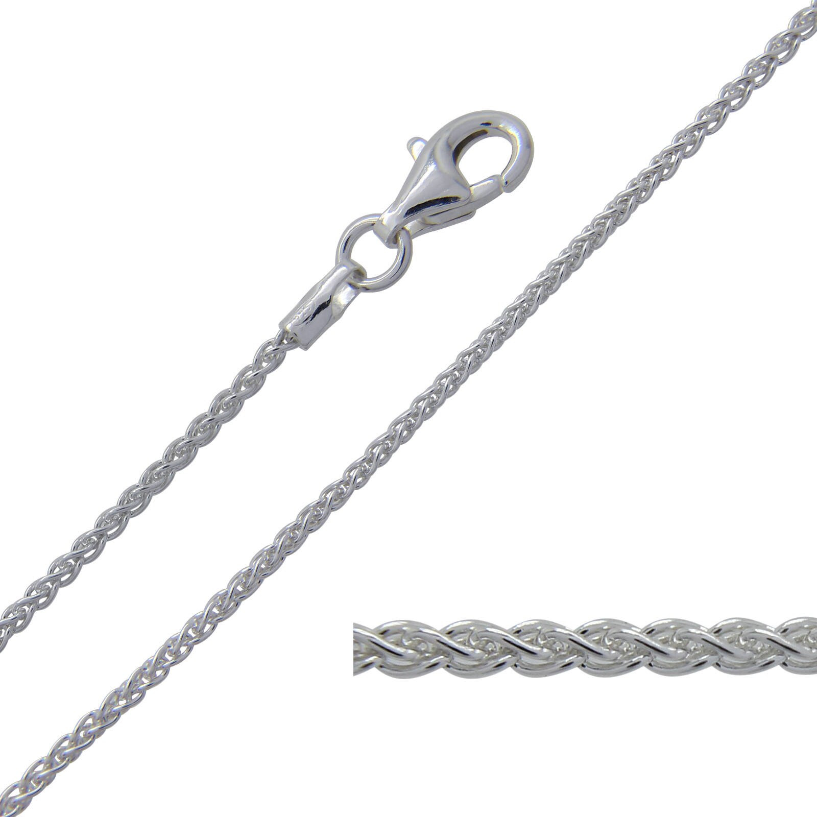 Elegant Sterling Silver Spiga Women\'s Bracelet 7 1/2, 3mm Weight 6os 925 Sterling Silver Spiga Wheat Chain Necklace Bracelet 2.5  main image 2