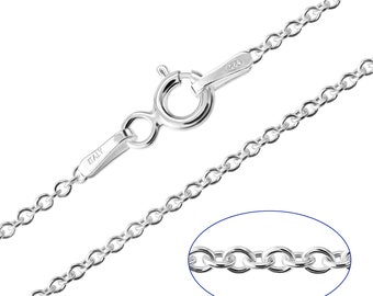 925 Sterling Silver Trace Cable 1.2mm Chain Necklace 14 16 18 20 22 24 inches