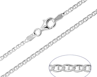 925 Sterling Silver Marina Mariner 2mm Chain Necklace 14 18 20 22 24 inches
