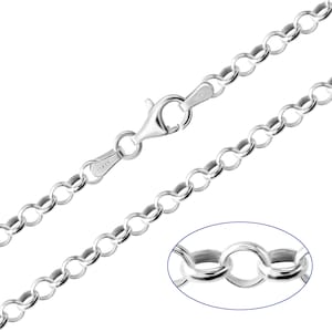 925 Sterling Silver Belcher Rolo 3.4mm Chain Necklace 16 18 20 22 24 26 28 30 inches image 1