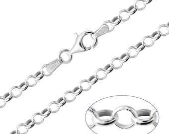 925 Sterling Silver Belcher Rolo 3.4mm Chain Necklace 16 18 20 22 24 26 28 30 inches