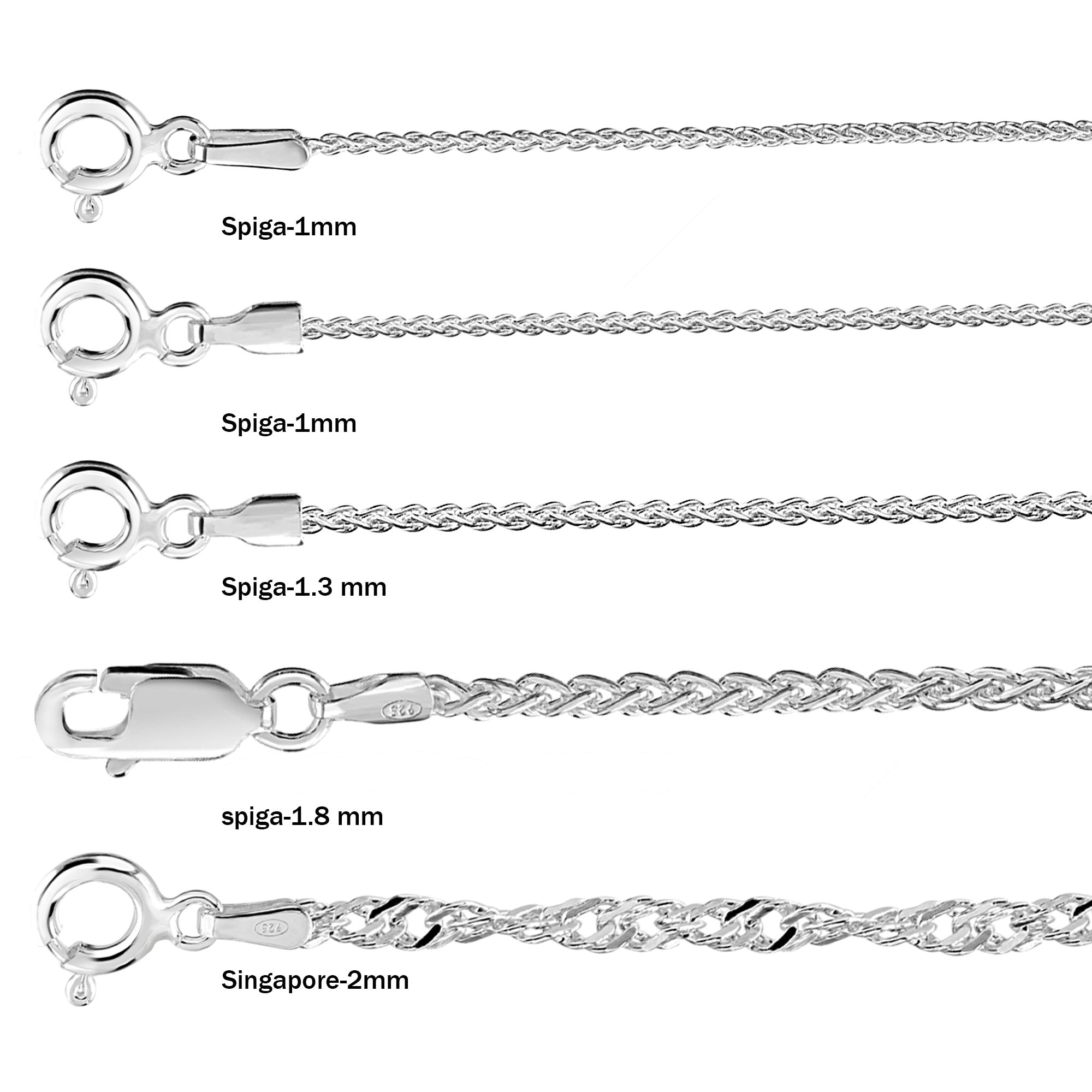 925 Sterling Silver Curb Rope Figaro Belcher Box Chain Necklace 14 16 ...