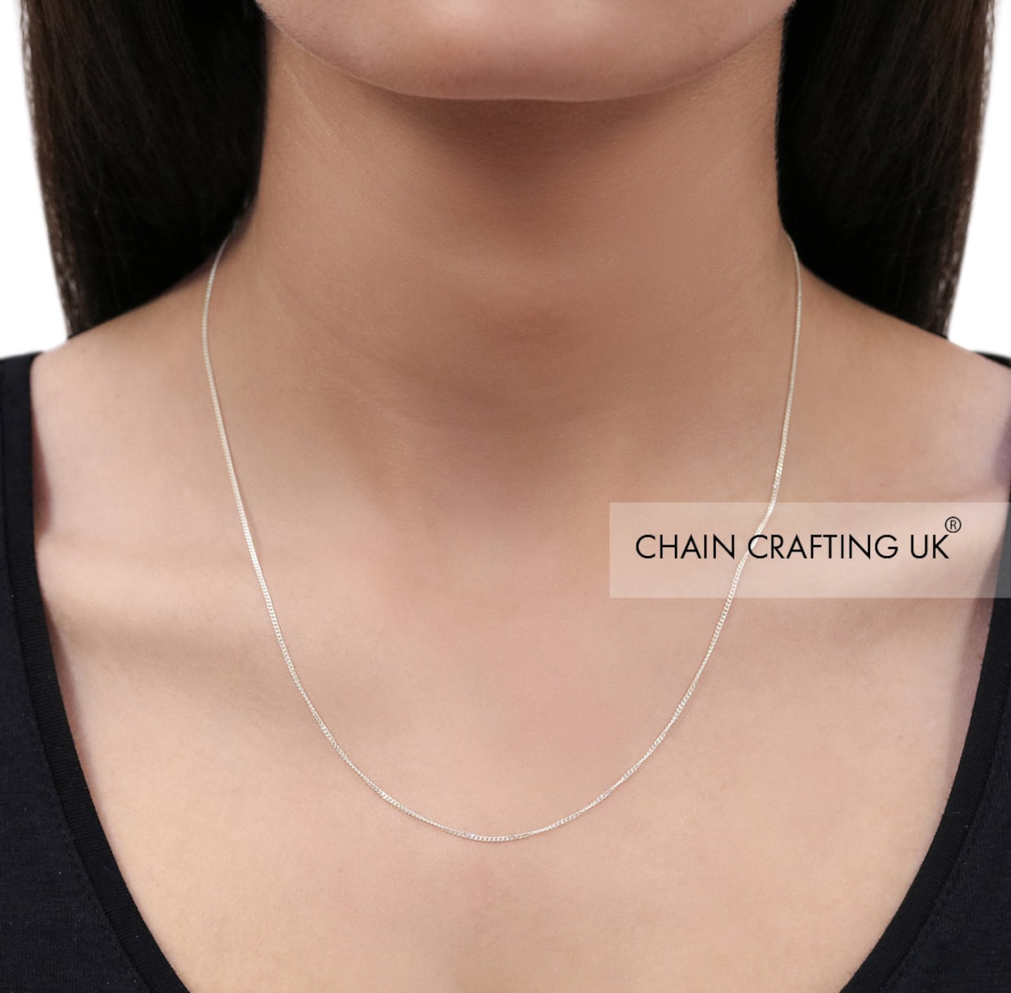 1mm 925 Sterling Silver Filled Chain Necklace - 18, 20, 22, 24 Inch Lengths For Pendants