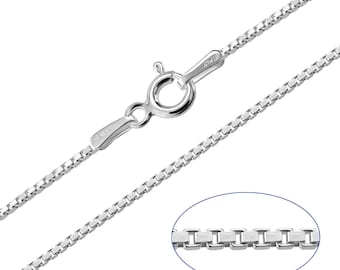 925 Sterling Silver Box 1mm Chain Necklace 14 16 18 20 22 24 26 28 30 inches