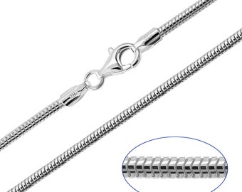 925 Sterling Silver Real Snake 1.9mm Chain Necklace 18 20 22 24 26 28 30 inches