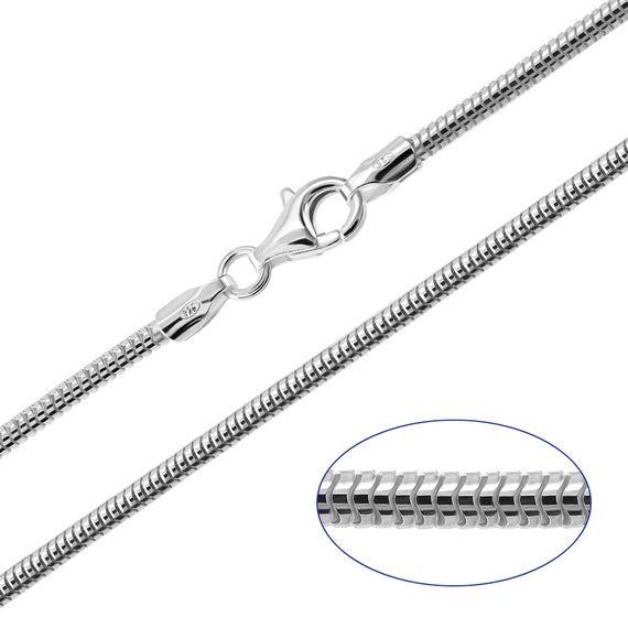 925 Sterling Silver Real Snake 1.9mm Chain Necklace 18 20 22