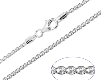 925 Sterling Silver Spiga Wheat 1.8mm Chain Necklace 16 18 20 22 24 26 28 30 inches