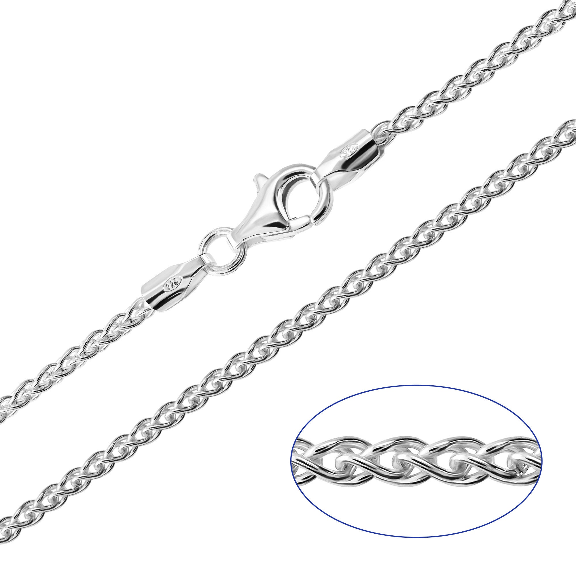 Buy Solid 14K Yellow or White Gold Diamond Cut Italian Spiga Chain Necklace  - Real Gold Braided Square Wheat Chain with Lobster Claw Clasp Online at  desertcartINDIA