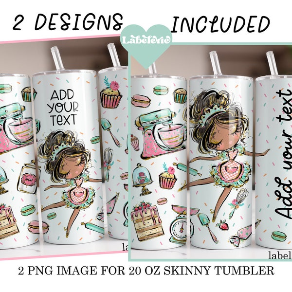 Bundle Baking Tumbler Wrap PNG Glitter Sublimation png for 20 oz Skinny Tumbler Design, 2 designs included INSTANT DOWNLOAD