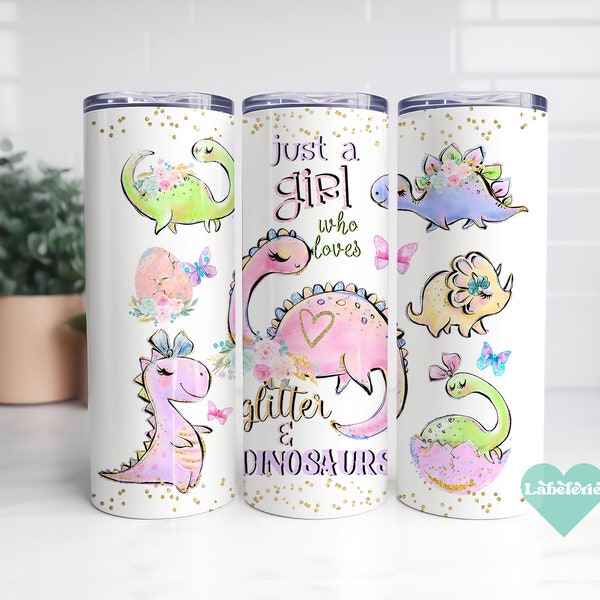 Dinosaur Pink Tumbler Wrap for Kids Sublimation png for 20 oz Skinny Tumbler Design, INSTANT DOWNLOAD