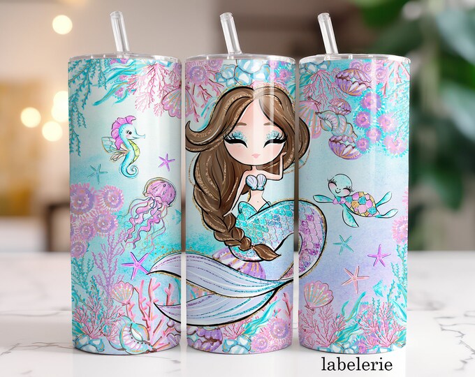Little Mermaid Tumbler Wrap, Sublimation PNG Design, Under the Sea ...