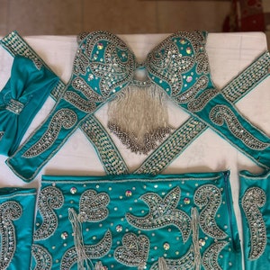 Custom Made Belly Dance Costume: Handmade Embroidered Oriental Outfit