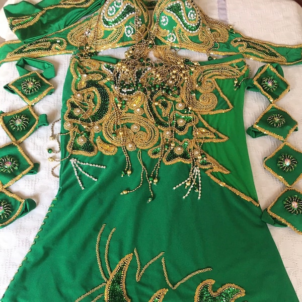 Professional Belly Dance Costume From Egypt BELLYDANCE Custom Made Any Color ,New Gypsy Dance Outfit, Handmade Embroidered Costume