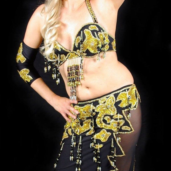 Professional Belly Dance Costume From Egypt BELLYDANCE Custom Made Any Color ,New Gypsy Dance Outfit, Handmade Embroidered Costume