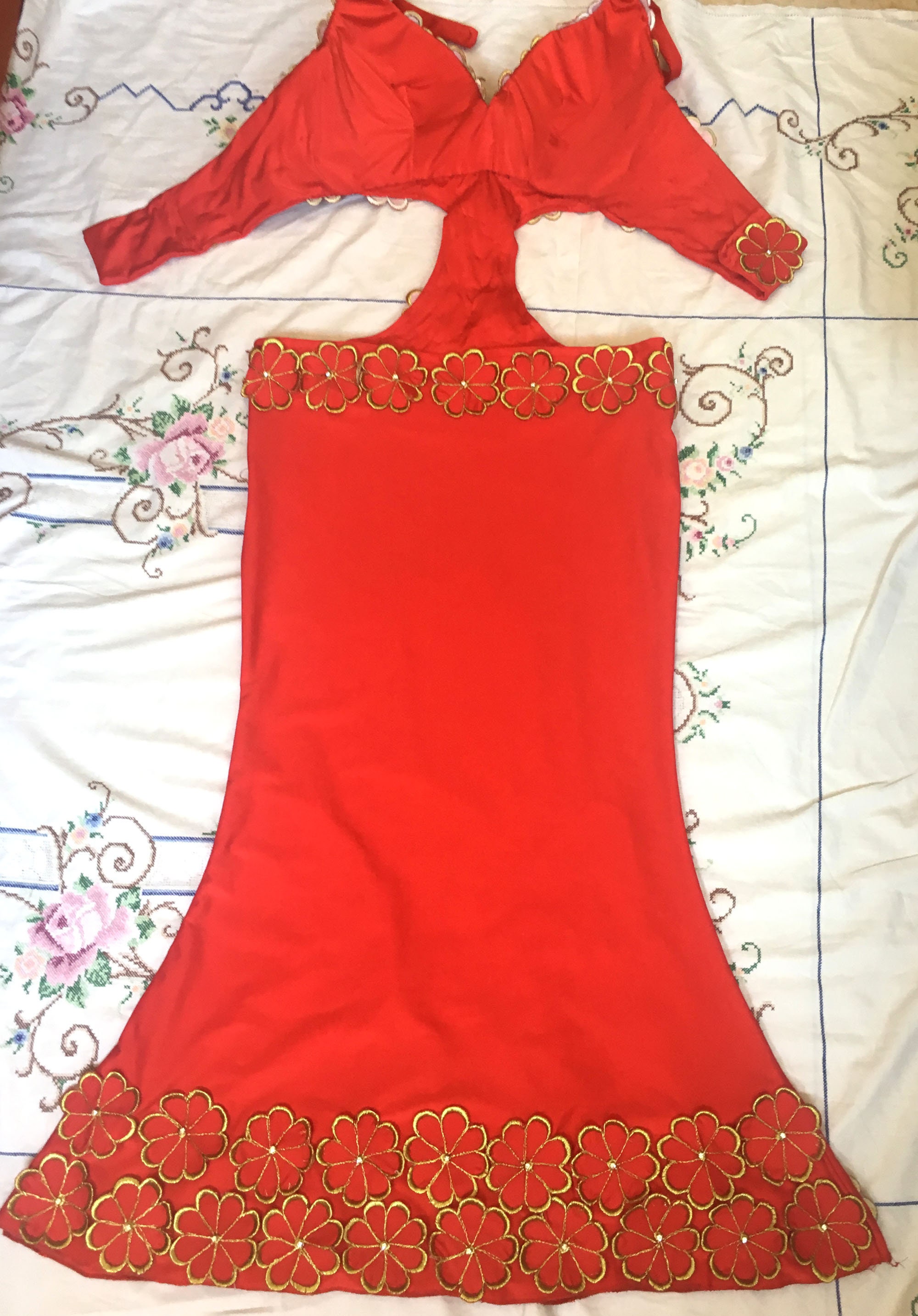 Custom Belly Dance Costume: Embroidered Floral Oriental Dress - Etsy