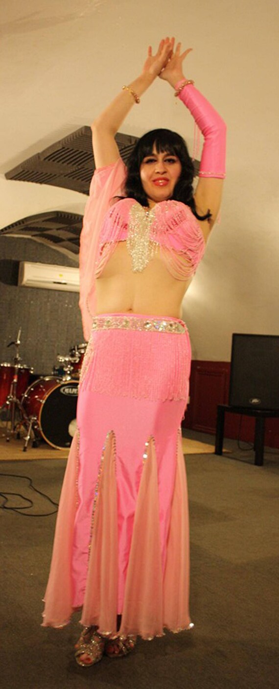 Custom Belly Dance Costume: Handmade Embroidered Outfit, Any Color