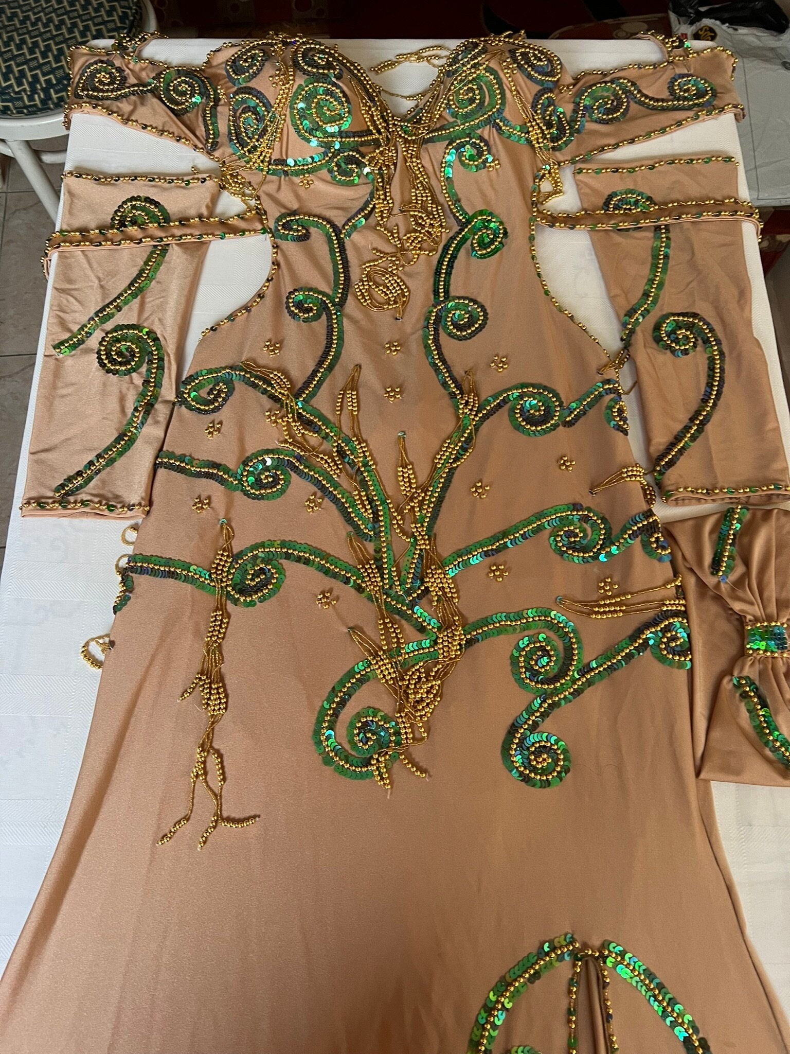 Custom Belly Dance Costume: Egyptian Dance Dress With Sleeves