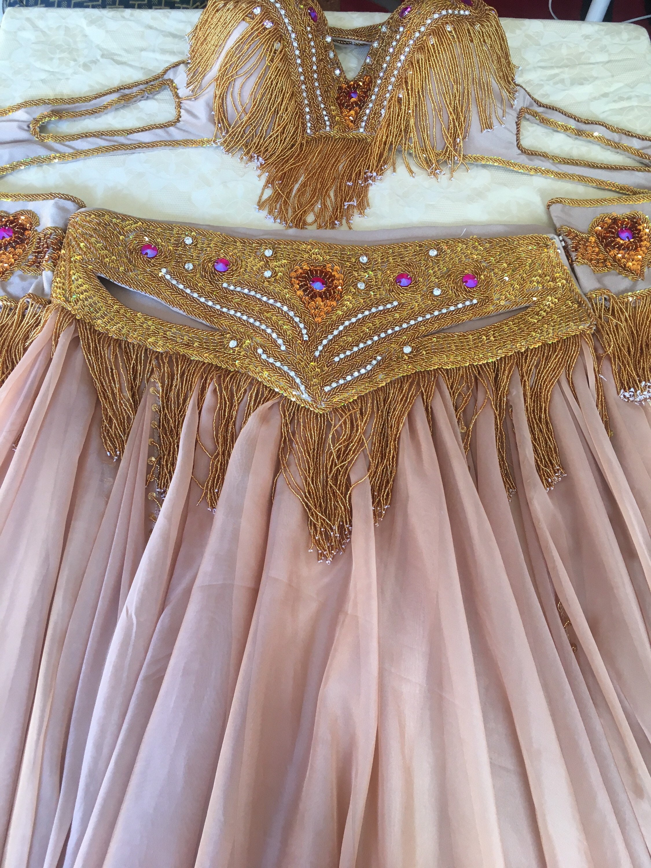 Custom Belly Dance Costume: Handmade Egyptian Oriental Dance Set