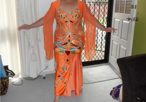 Handmade Embroidered Belly Dance Costume: Custom Egyptian Dress - Etsy