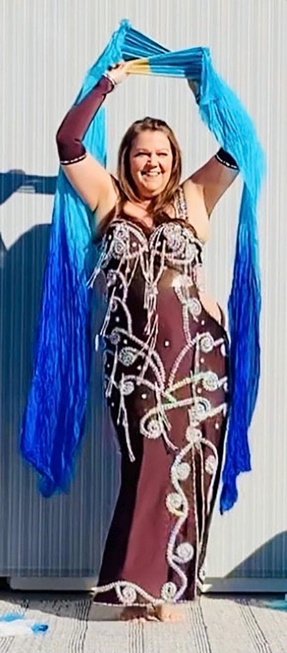 Custom Belly Dance Costume: Handmade Embroidered Oriental Dress