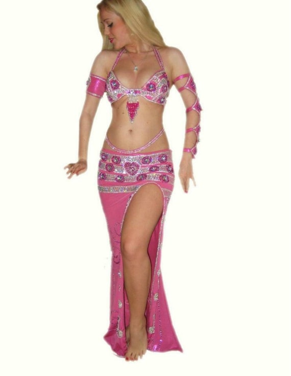 Handmade Embroidered Belly Dance Costume: Custom Made Egyptian