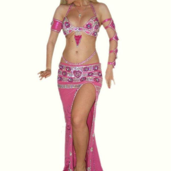 Professional Belly Dance Costume From Egypt BELLYDANCE Custom Made Any Color ,New Gypsy Dance Outfit, Handmade Embroidered Costume