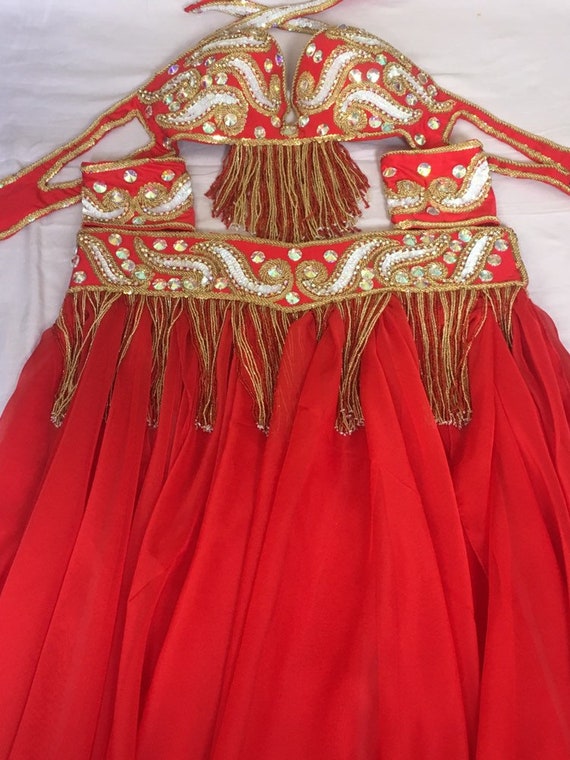 Custom Made Belly Dance Costume: Handmade Embroidered Outfit - Etsy