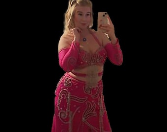 Custom Beaded Belly Dance Costume: Handmade Egyptian Outfit