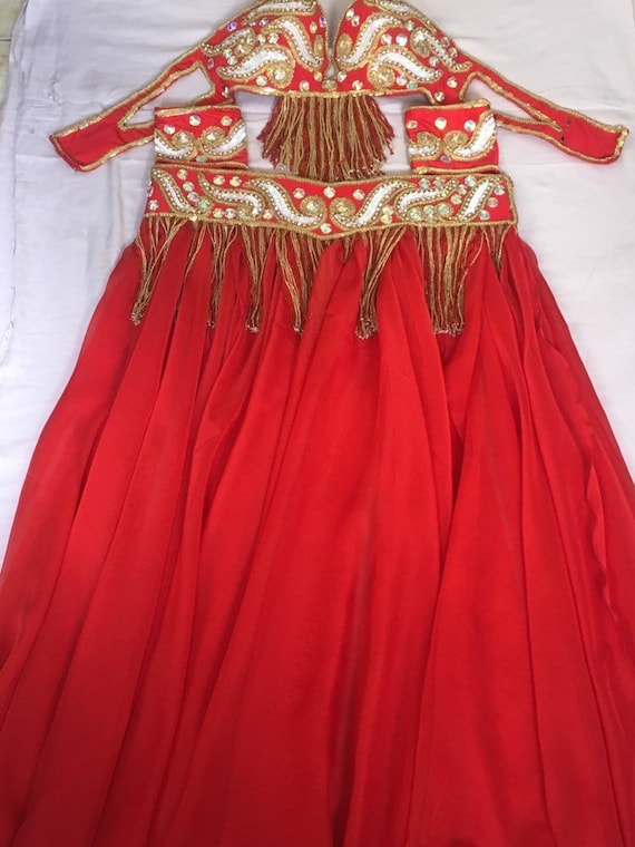 Custom Made Belly Dance Costume: Handmade Embroidered Outfit - Etsy