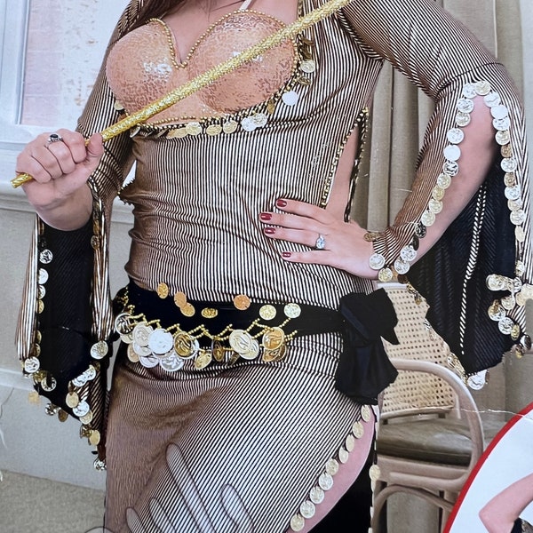 Costume de danse du ventre égyptien Saidi Dress, Baladi Galabeya, Fallahi Abaya, tenue de danse gitane avec écharpe de hanche brodée et soutien-gorge de danse du ventre