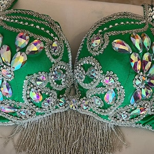 Vibrant Emerald Green Professional belly dance Bra