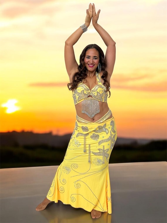Embroidered Belly Dance Costume: Custom-Made Oriental Dance Outfit Embroidered Belly Dance Costume: Custom-Made Oriental Dance Outfit