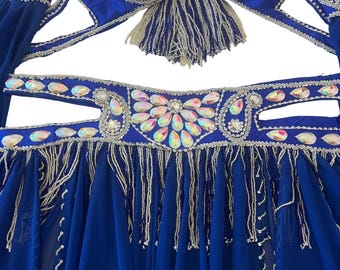 Luxurious Royal Blue Belly Dance Costume – Custom Made Authentic Professional Dancing outfit