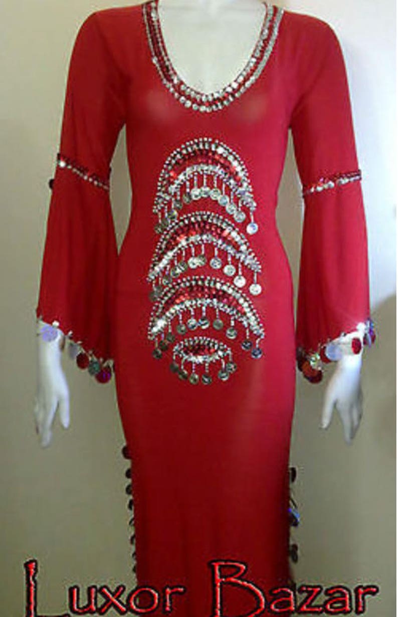 Oriental Egyptian Belly Dance Costume Saidi Dress, Baladi Galabia, Fallahi Abaya, Handmade Embroidered Belly dance dress, Gypsy Thobe,Tribal image 6