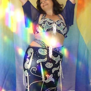 Custom Made Belly Dance Costume: Handmade Embroidered Oriental Outfit