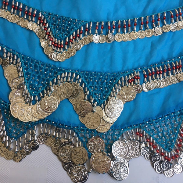 Belly dance Hip Scarf, Oriental Bellydance Scarf, Egyptian Oriental belt, Arabian dance  1.5 M X 30 Cm hips Wrap, Handmade embroidered