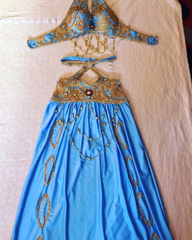 Embroidered Belly Dance Costume: Custom-made Egyptian Dance Dress