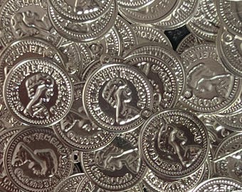 Large Round Metal Sequins, 20mm Silver, Hand-Sewn Embellishments