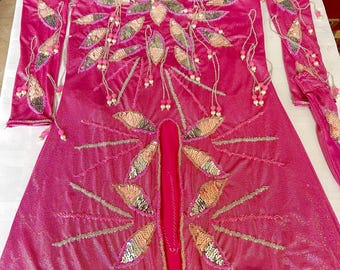 Hot Pink Belly Dance Costume: Handmade Egyptian Skirt & Bra