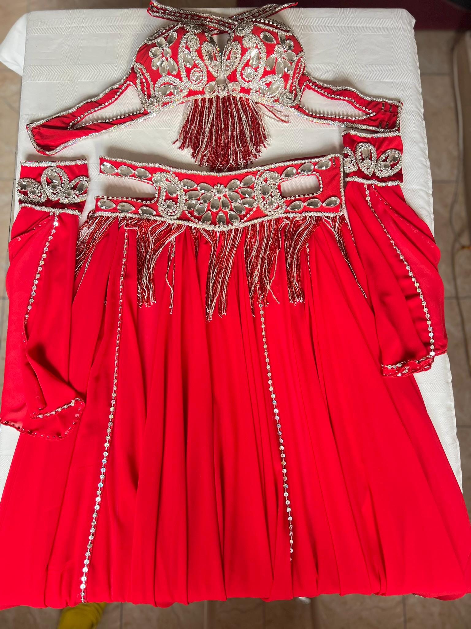 Custom Belly Dance Costume: Handmade Egyptian Outfit With Chiffon