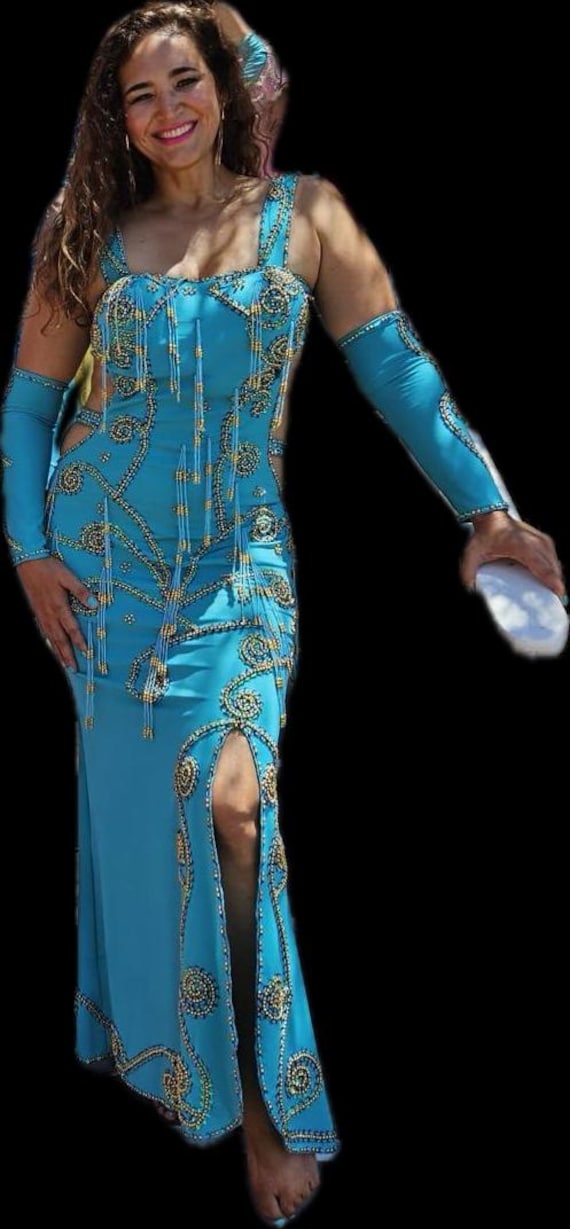 Custom Belly Dance Costume: Handmade Embroidered Oriental Dress