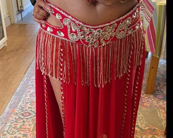 Handmade Egyptian Belly Dance Costume – Professional Bra, Skirt & Belt Set – Custom-Made Authentic Dancewear
