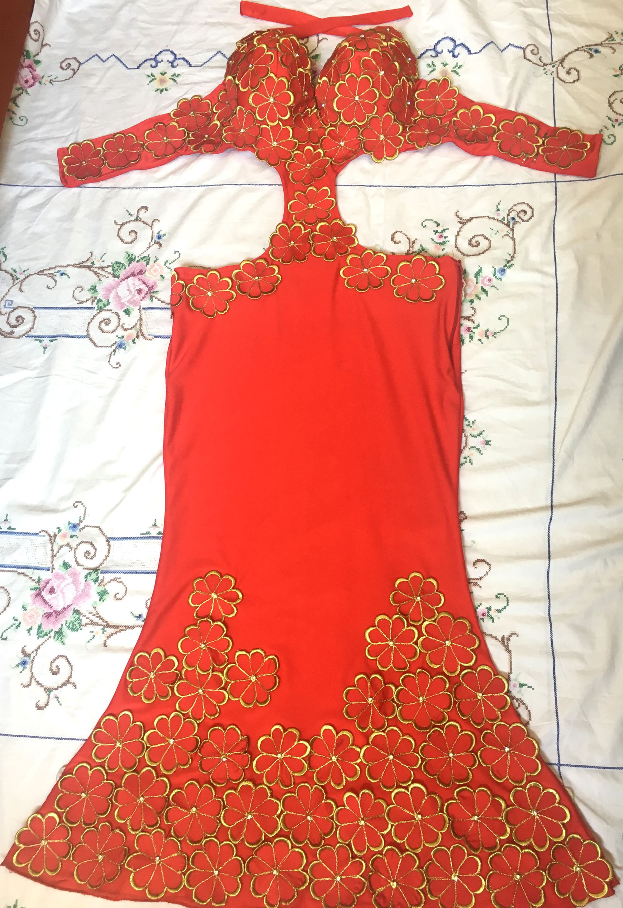 Custom Belly Dance Costume: Embroidered Floral Oriental Dress - Etsy