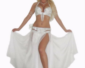 Custom Made Belly Dance Costume: Beaded Oriental Dance Ensemble